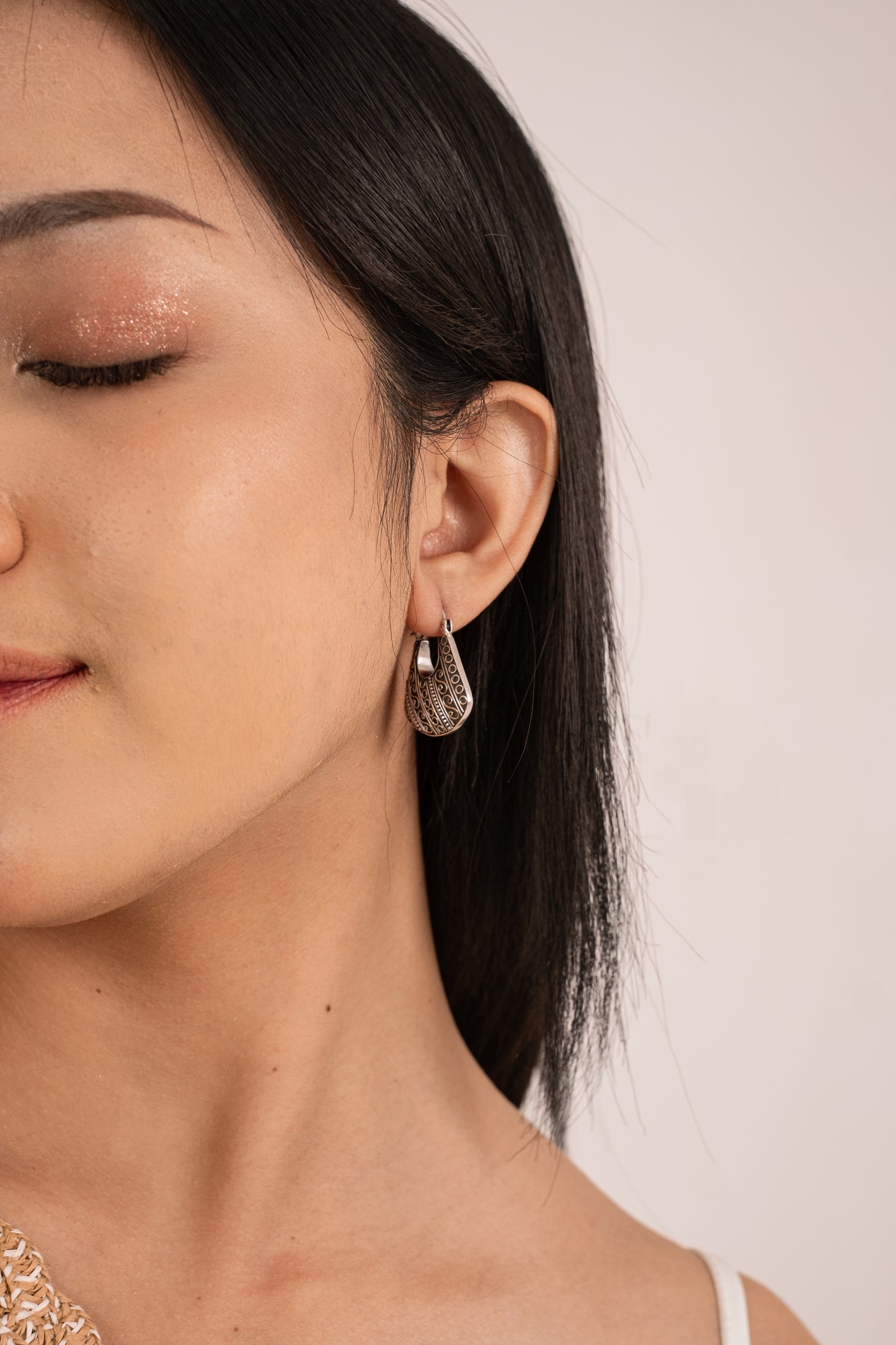 Jegeg - Bali Silver Hoop Earrings