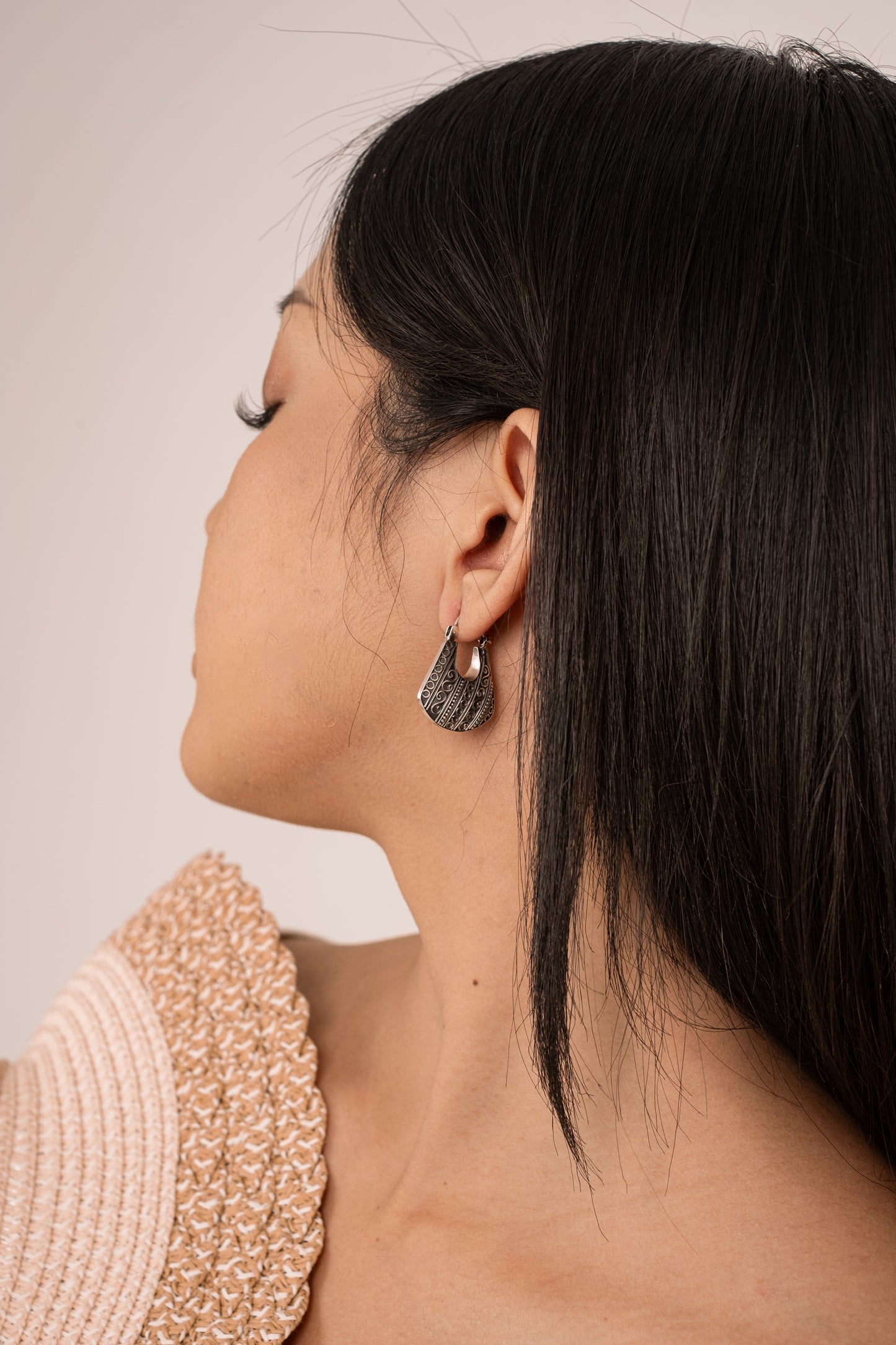 Jegeg - Bali Silver Hoop Earrings